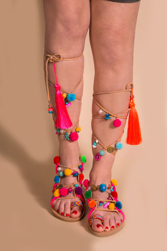 sandals pom pom